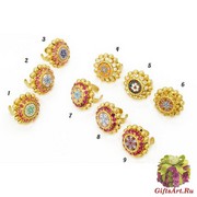 art.159 Кольцо большое круглое муранское стекло и стразы