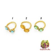 art.42 Кольцо с двумя мурринами на гнущейся основе муранское стекло и стразы