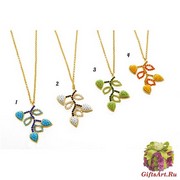 art.174 Колье Leaves муранское стекло и стразы