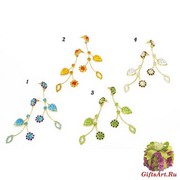 art.177 Серьги Leaves муранское стекло и стразы