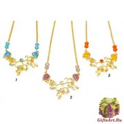art.138(1) Колье Garden with roses муранское стекло и стразы