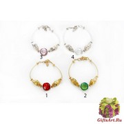 C207 Браслет c бусиной-диском 4 цвета муранское стекло