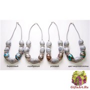 RS50-C Колье Перламутровая фантазия на сером фоне, 4 цвета, муранское стекло