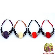 RS52-B Браслет на каучуке Матовая фантазия 4 цвета, муранское стекло