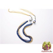 2012-23/maz Колье 110 см бисер золото-лазурь муранское стекло