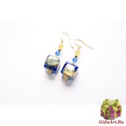2012-23/maz Серьги золото-лазурь муранское стекло