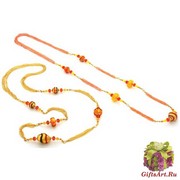 2012-24/maz Колье 100 см бисер и бусины различных форм, 3 цвета муранское стекло