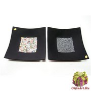 PNew 29x29см Блюдо черное с мурринами 2 цвета муранское стекло