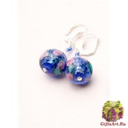 2012-60/maz Серьги Кувшинки Клода Моне с 1 круглой бусиной муранское стекло