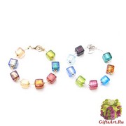 S781/maz Браслет из бусин-кубиков (холодный и теплый тон) муранское стекло