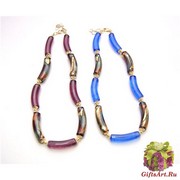 2012-67/maz Колье с бусинами-тубами 2 цвета муранское стекло