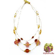 Vac/С8600 Колье 3-рядное 50см муранское стекло