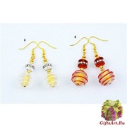 Vac/O8613 Серьги 2 цвета стразы и муранское стекло