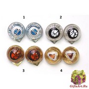 Vac/O900 Серьги-клипсы с бусиной-кабошон 20мм муранское стекло