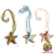 VY628 Подвеска-звезда на разноцветном бисере цветное стекло