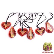 VY482 Подвеска сердце или язык цветное стекло