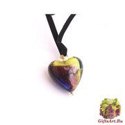 VY523B Подвеска-сердце 3см цветное стекло