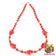 VY555 Колье 62 см со скрученными бусинами цветное стекло