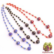 VY557 Колье 62 см 3 цвета цветное стекло