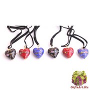 VY559 Подвеска сердце 3 цвета цветное стекло