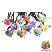 VY569 Подвеска сердце 4,5х4см различные цвета цветное стекло