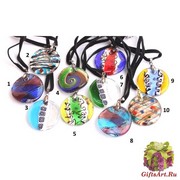 VY570 Подвеска-круг диам.4см различные цвета цветное стекло