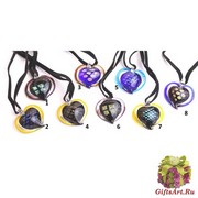 VY588 Подвеска сердце 3см различные цвета цветное стекло