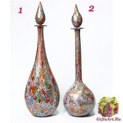 F37 Удлиненные дизайнерские вазы с крышкой, муррины и золото H47см