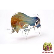 TP05 Скульптура Бык 24см с кальцедоном муранское стекло