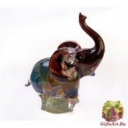 TP08 Скульптура Слон 24см с кальцедоном муранское стекло