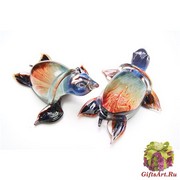 TP10 Скульптура Морская черепаха 24см с кальцедоном муранское стекло