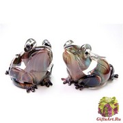 TP11 Скульптура Лягушка 20см с кальцедоном муранское стекло