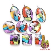 RS26-p Подвески 3-х форм Ночной соблазн с дикроико муранское стекло