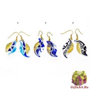 IV03-o Серьги Волна длина 3,5 см 3 цвета муранское стекло