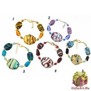 2012-69/maz Браслет с центральной бусиной-ромбом муранское стекло