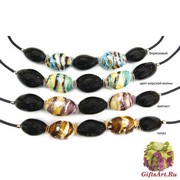 RS51-C(2) Колье &quot;Перламутровая фантазия&quot; на черном фоне различные цвета муранское стекло