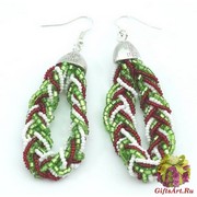 CN61-O Бисерные серьги 9 нитей, заплетенные косичкой. Цвета итальянского флага