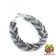 CN61-B Бисерный браслет 18 нитей, заплетенные косичкой. Цвет черно-серебристый