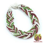 CN61-B Бисерный браслет 18 нитей, заплетенные косичкой. Цвета итальянского флага