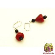 2013-35/maz Серьги в форме конуса цвет красный линия Пикассо муранское стекло