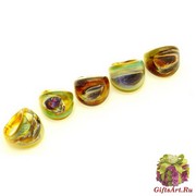 RD09-A Кольцо Кальцедоновые узоры 2,5x2,5cm муранское стекло