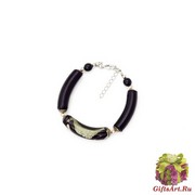 2012-67/maz(2) Браслет с бусинами-тубами цвет черно-серый муранское стекло