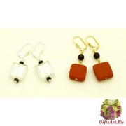 RMS12/maz Серьги квадратные линии Сен Тропе 2 цвета муранское стекло