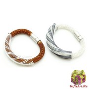 DM46(1) Браслет с филигранной центральной частью на бисере в сетке муранское стекло