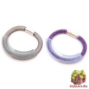 DM46(4) Браслет с матово-прозрачным центральным элементом на бисере в сетке муранское стекло