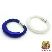 DM46(3) Браслет с матово-прозрачным центральным элементом на бисере в сетке муранское стекло