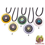 DEM01 Подвеска Круг на витом шнурке 5 цветов муранское стекло