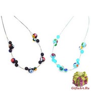 S1408/maz Колье Калейдоскоп с мозаичными бусинами 47(+5)см 2 цвета муранское стекло