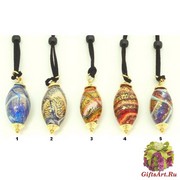 2014-90(1) Колье Солярис на алькантаре с крупной бусиной Oliva 9 цветов