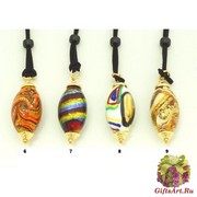 2014-90(2) Колье Солярис на алькантаре с крупной бусиной Oliva 9 цветов